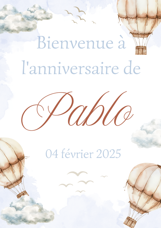 Affiche personnalisée anniversaire " dans les airs "