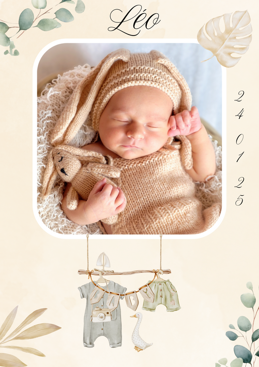 Faire part naissance garçon " boho "