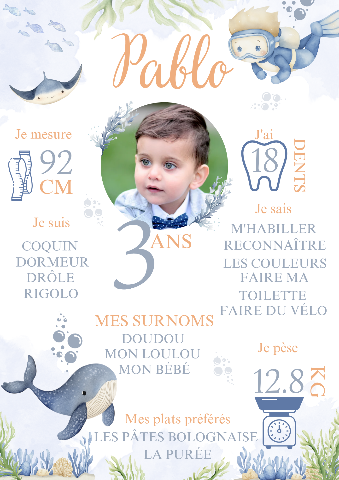 Affiche personnalisée d'anniversaire " sous l'océan "