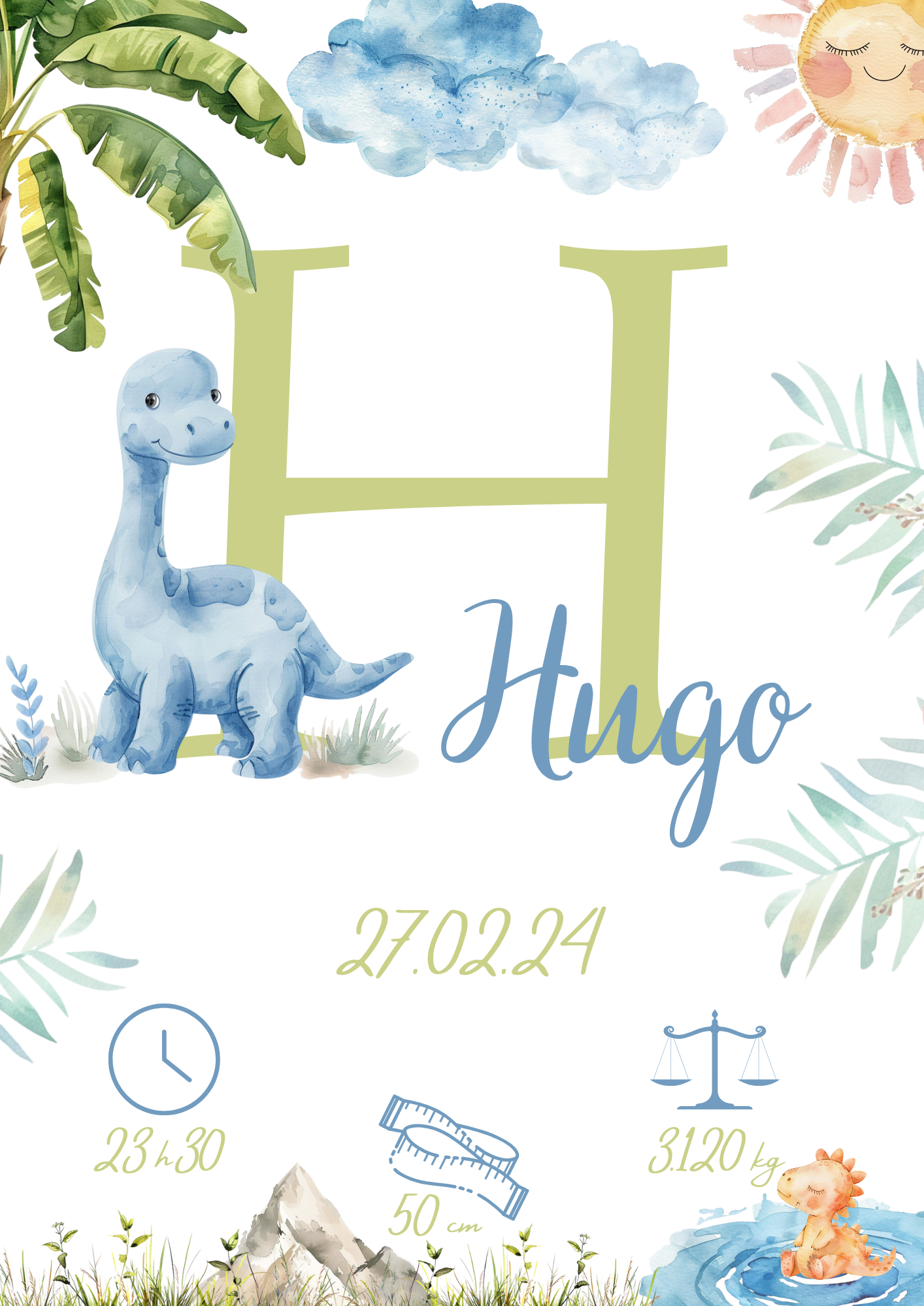Affiche personnalisée, les dinos