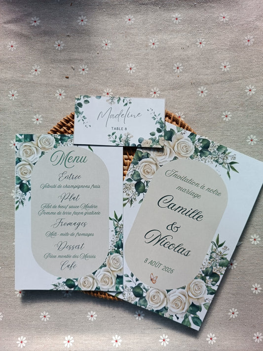 Mariage roses blanches