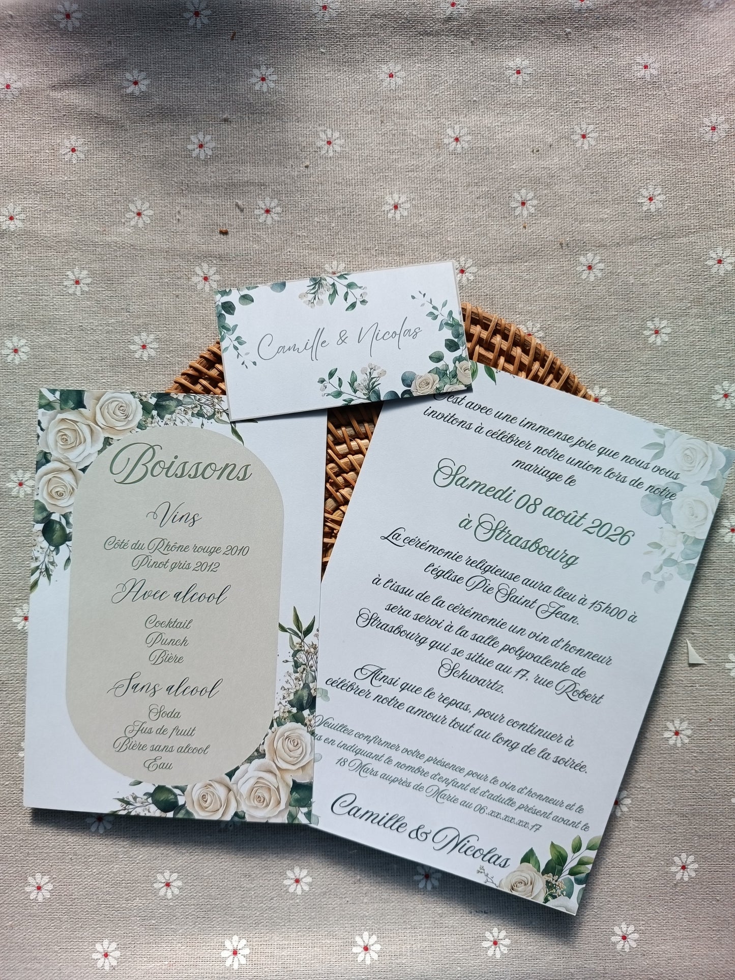 Mariage roses blanches