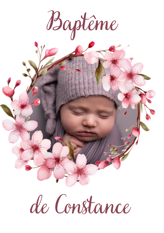 Faire part baptême fille " fleurs de cerisier "
