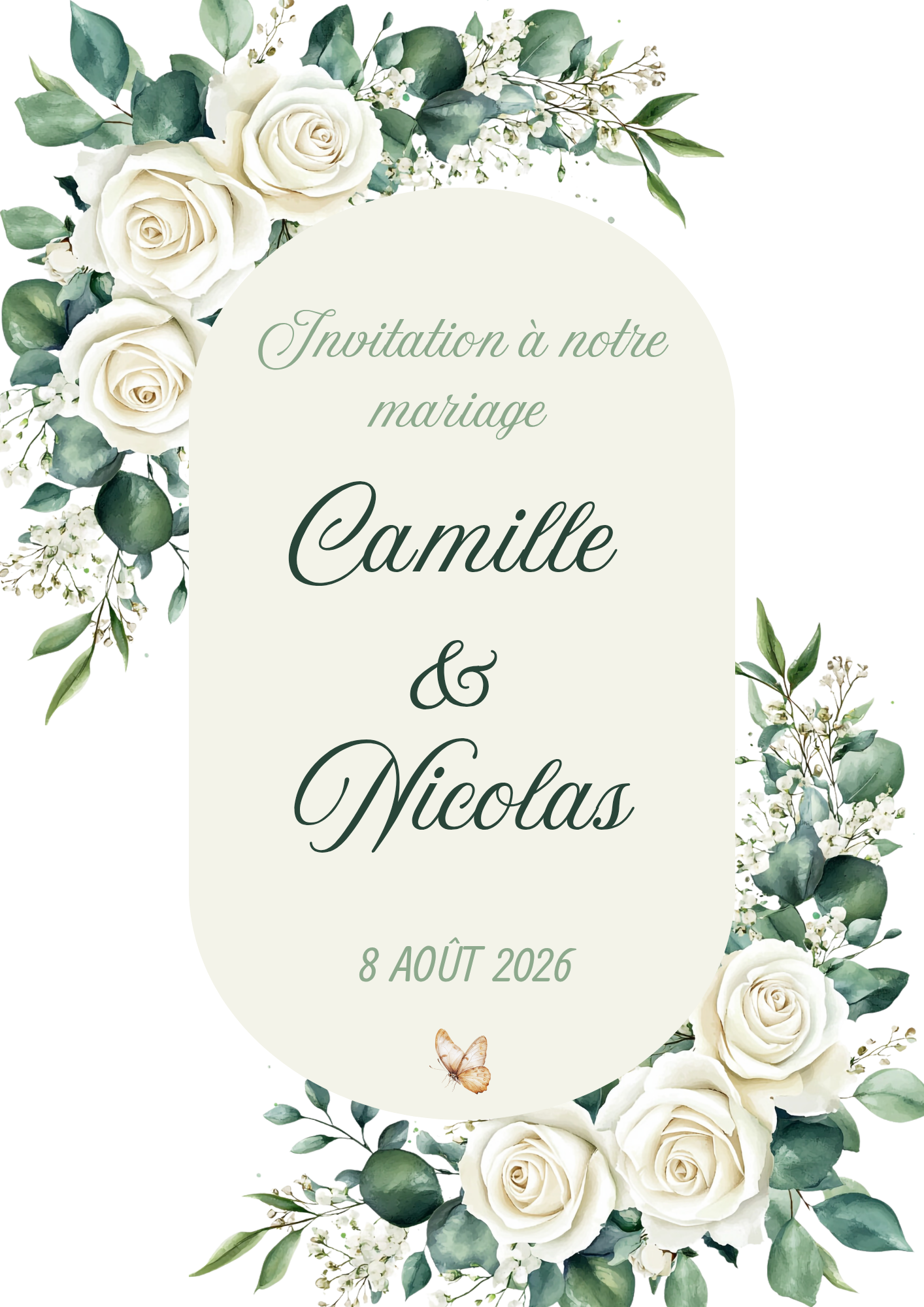 Mariage roses blanches