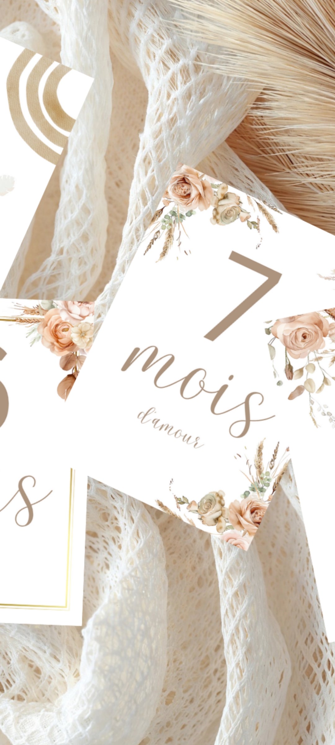 Cartes étapes de grossesse boho, champêtre
