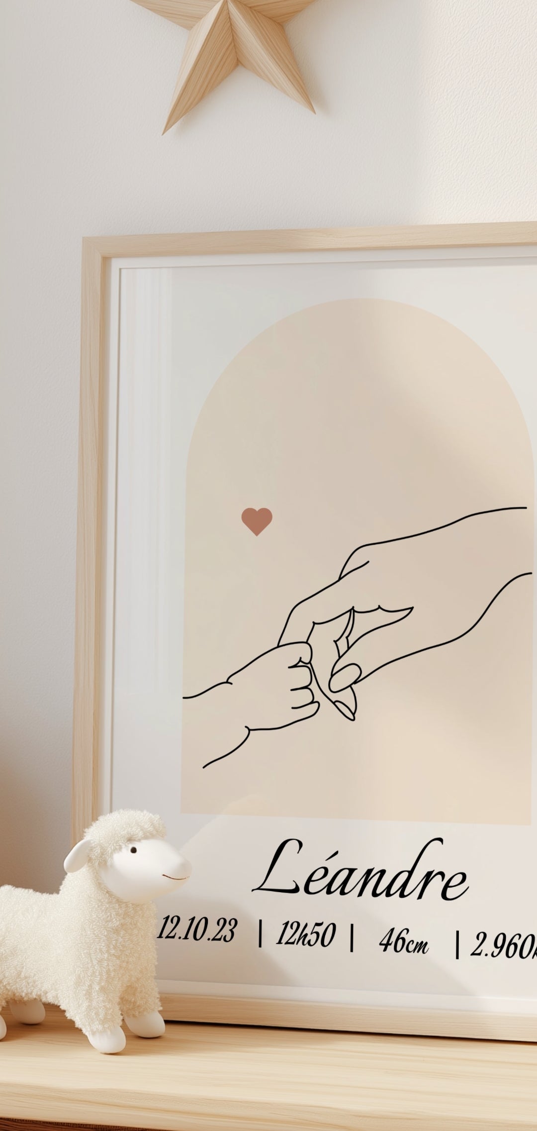 Affiche minimaliste Line Art, maman et bébé