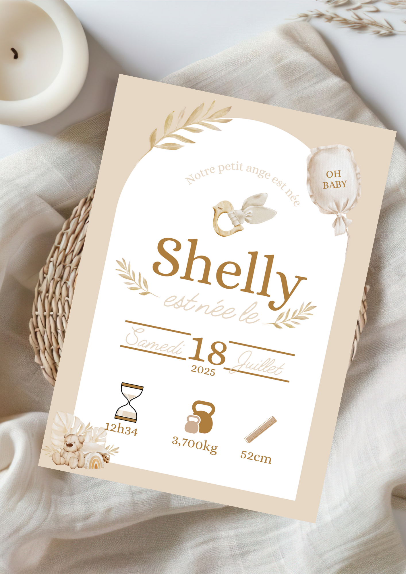 Annoncez la naissance de votre trésor avec tendresse : Faire-part boho, champêtre