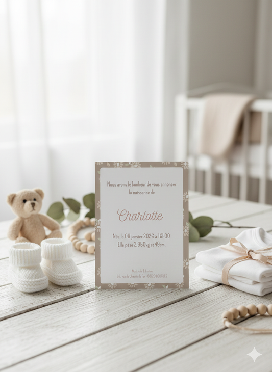 Annoncez la naissance de votre trésor avec tendresse : Faire-part floral, boho, bébé