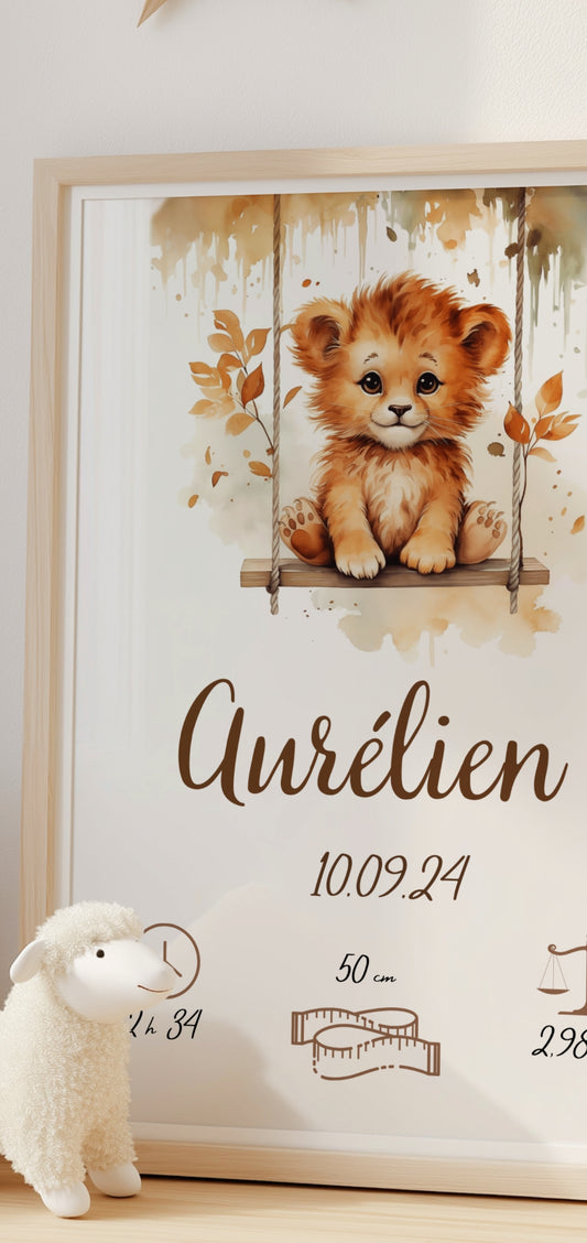 Affiche personnalisée animal sur balançoire