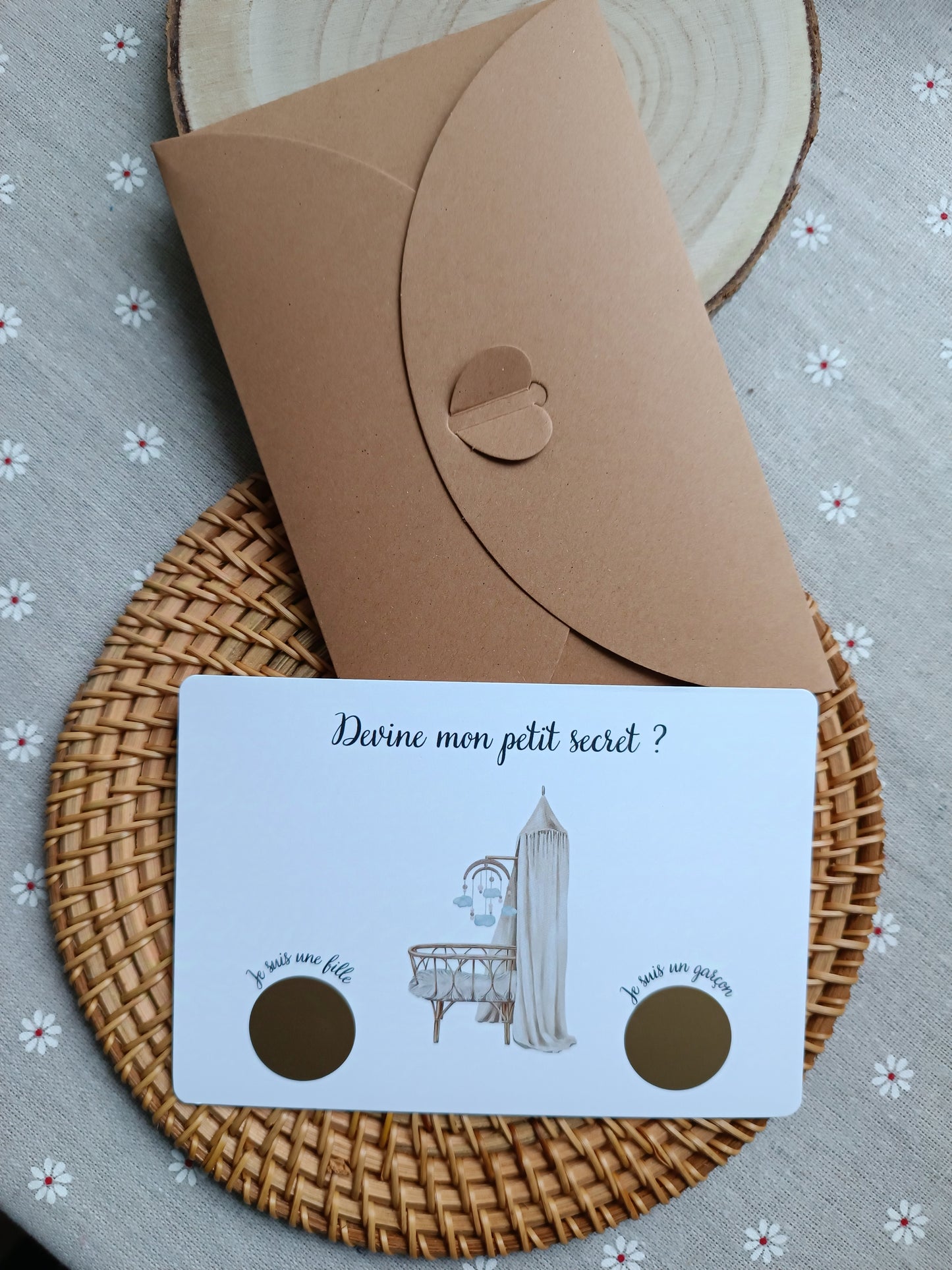 Carte annonce du sexe de bébé thème boho