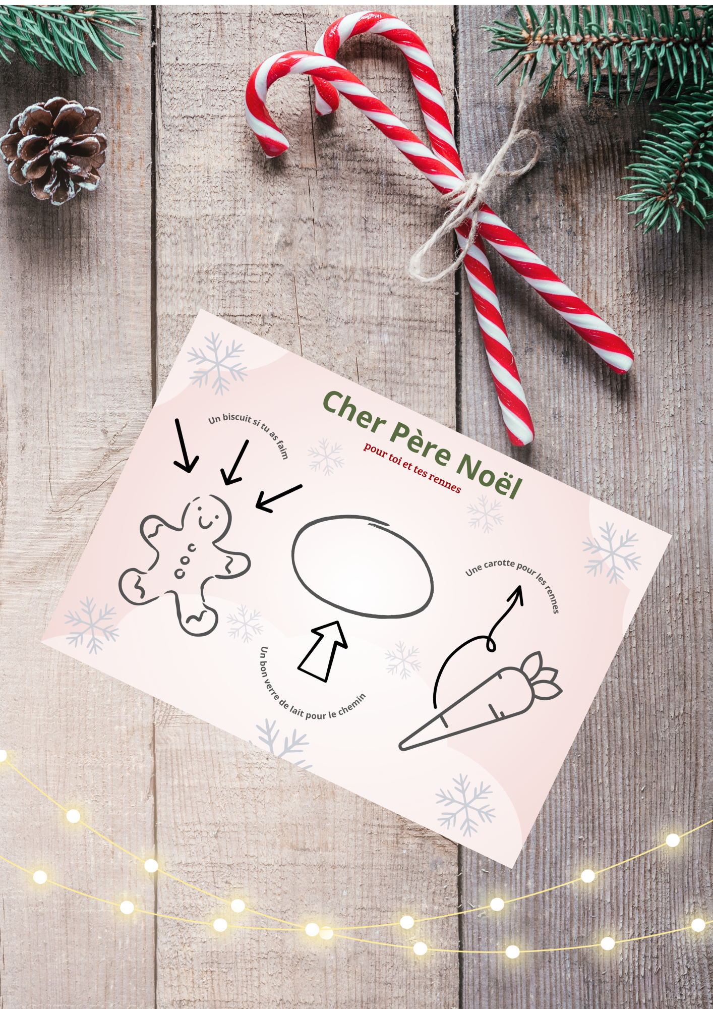 Set affiche personnalisée de Noël pour biscuit,lait et carottes