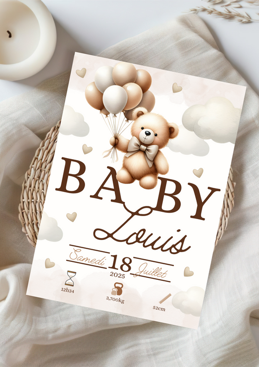 Annoncez la naissance de votre trésor avec tendresse : Faire-part ourson