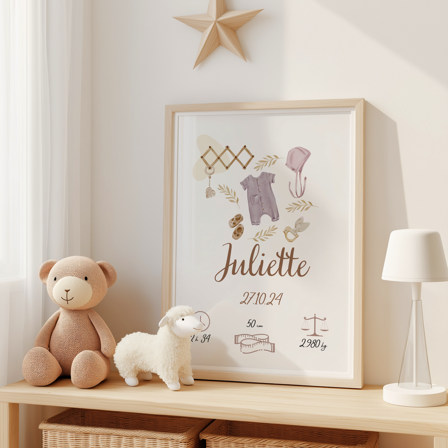 Affiche personnalisée boho, nursery.