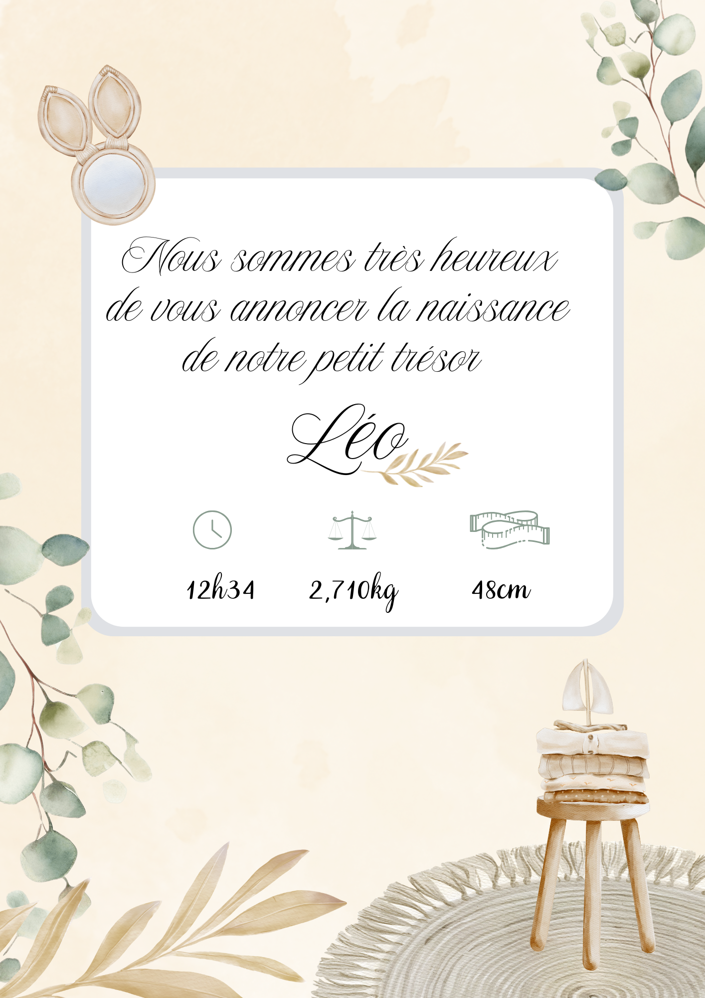 Faire part naissance garçon " boho "