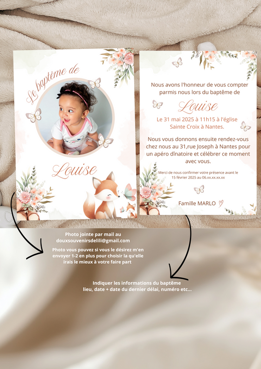 Faire-part baptême " florale "