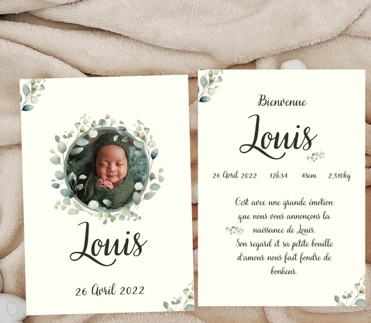 Faire part naissance " eucalyptus "