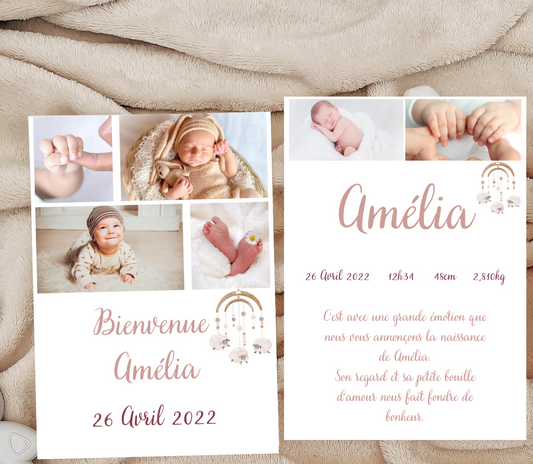 Faire part naissance fille " doux rêves "