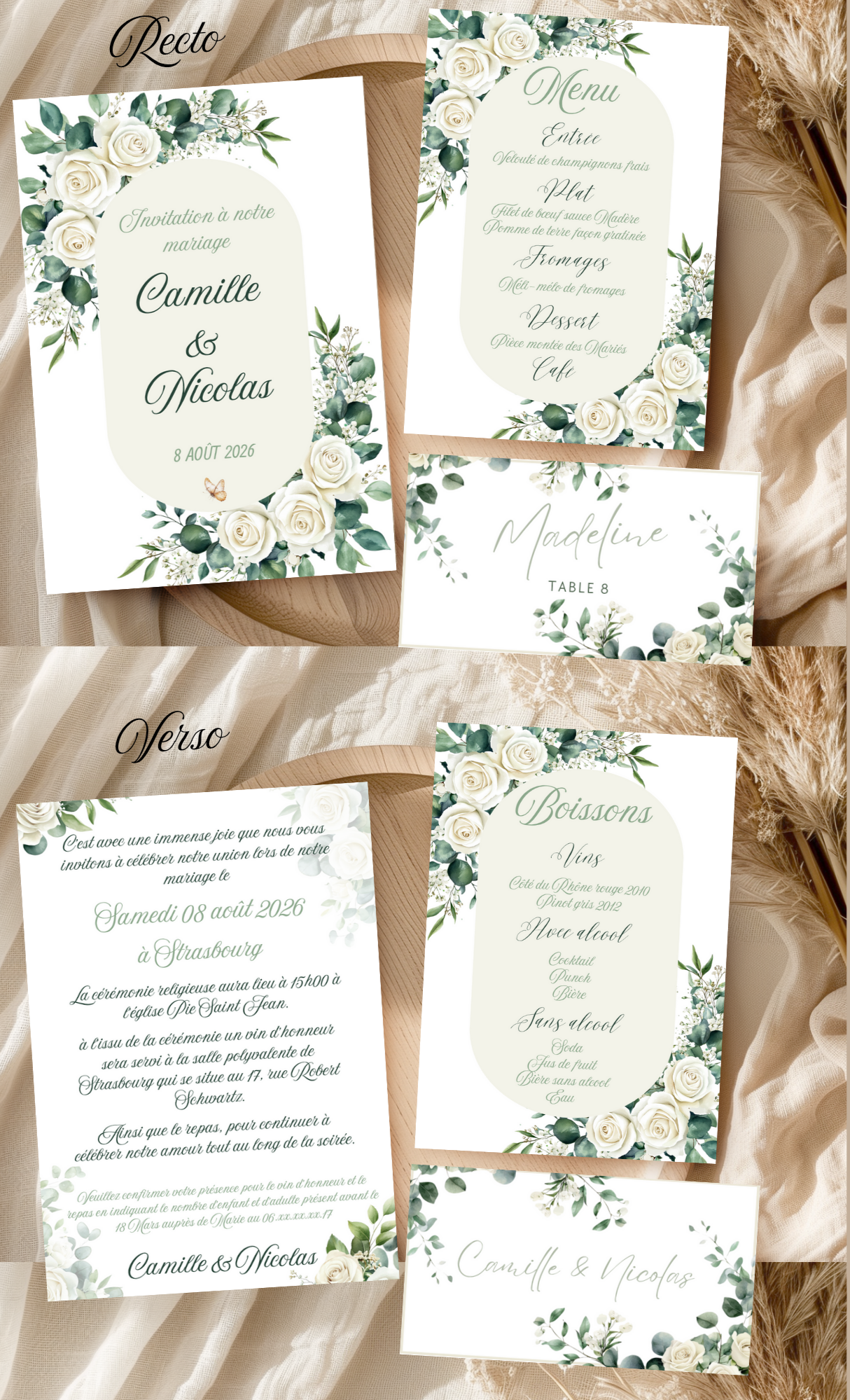 Mariage roses blanches