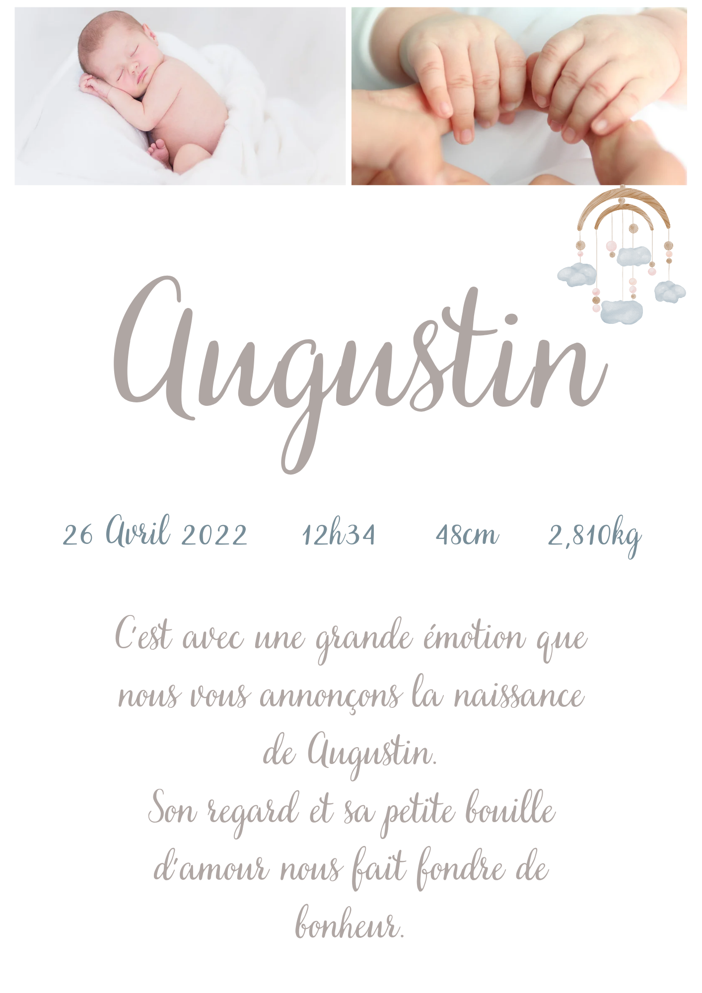 Faire part naissance garçon " doux rêves "