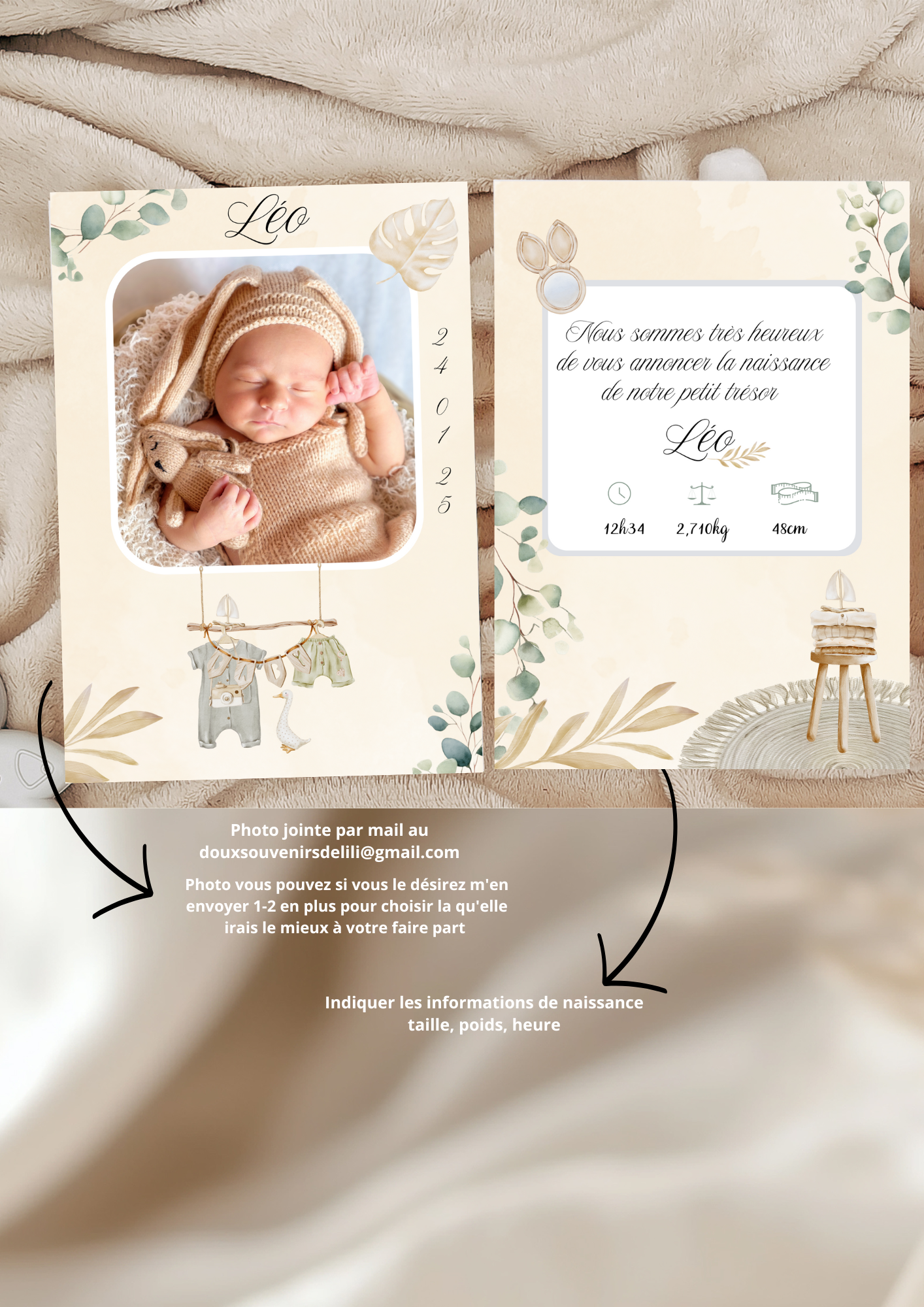 Faire part naissance garçon " boho "