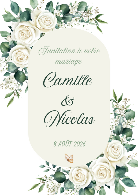 Mariage roses blanches