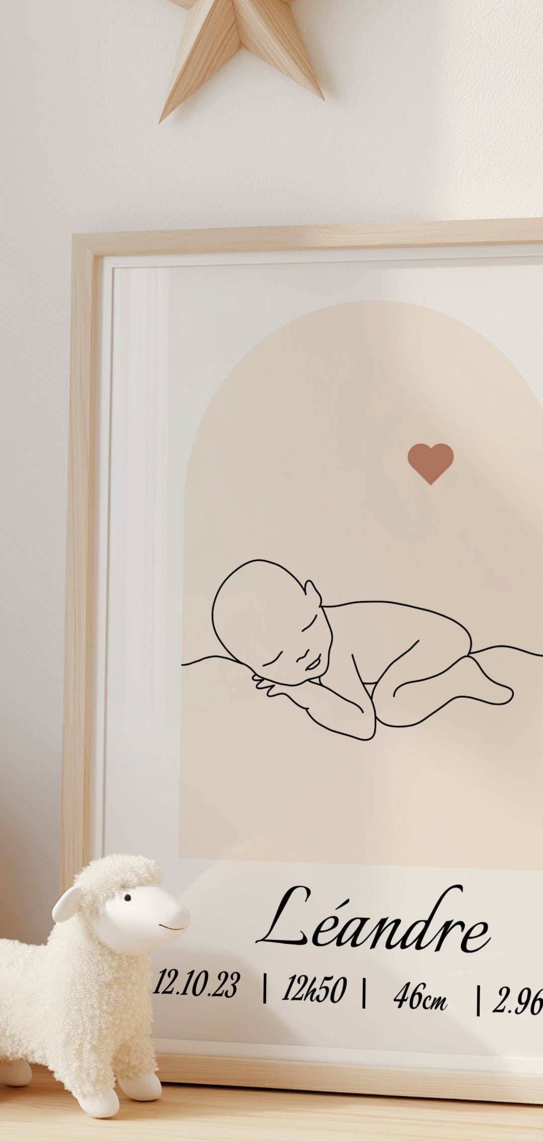 Affiche minimaliste Line Art, bébé.