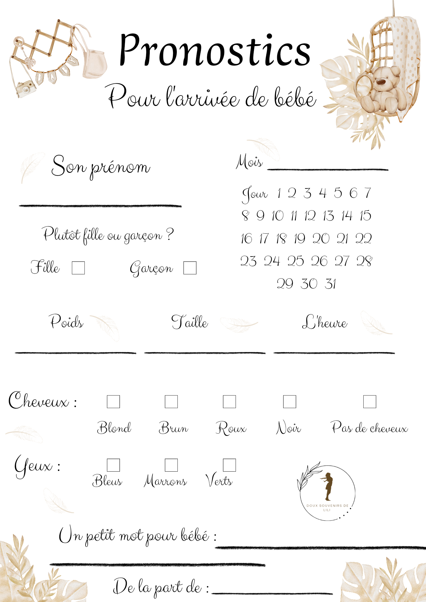 Cartes pronostics bébé