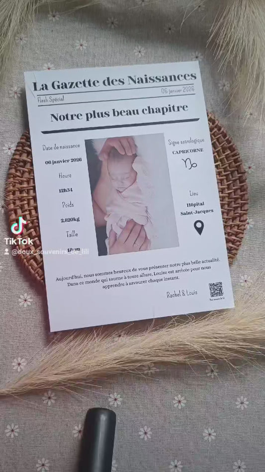 La Gazette de Naissance – Édition "Notre plus beau chapitre"