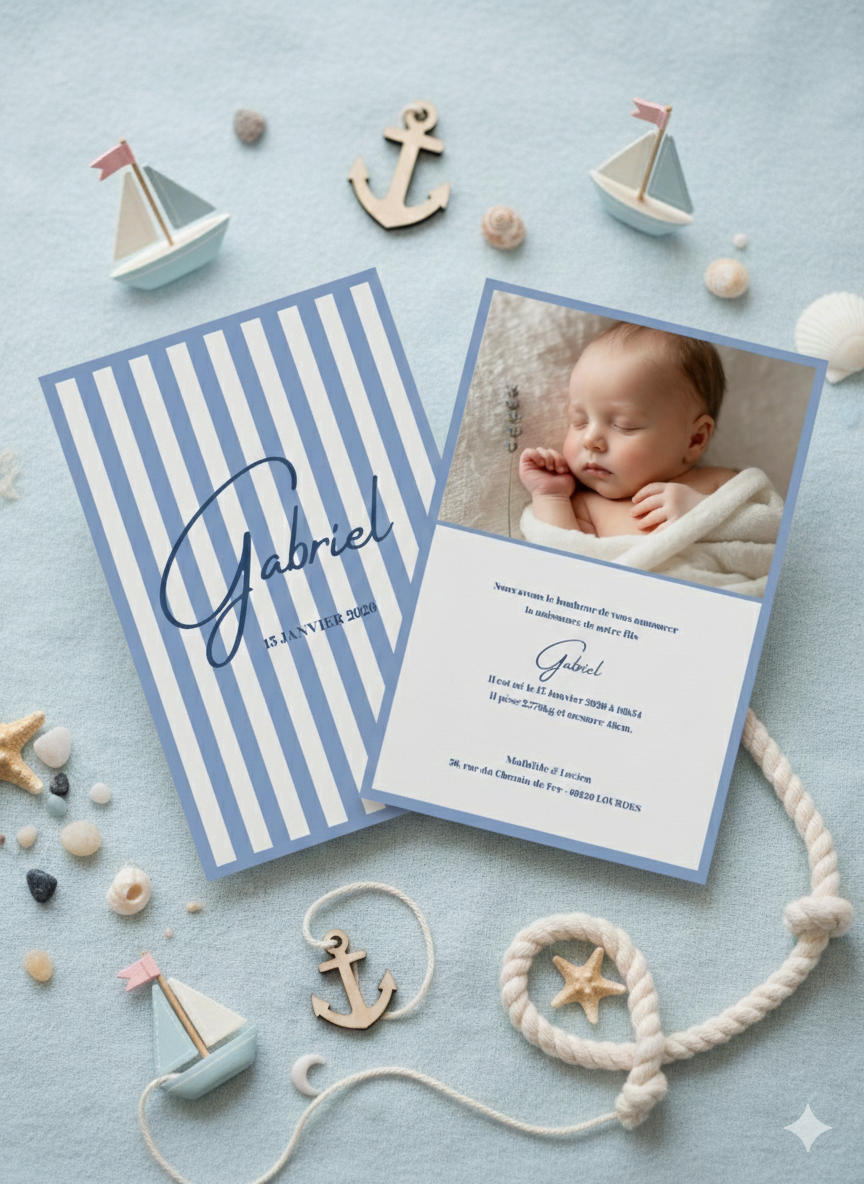 Annoncez la naissance de votre trésor avec tendresse : Faire-part matelots, marin, bébé, mer