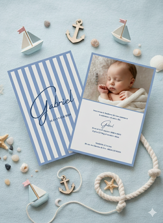 Annoncez la naissance de votre trésor avec tendresse : Faire-part matelots, marin, bébé, mer