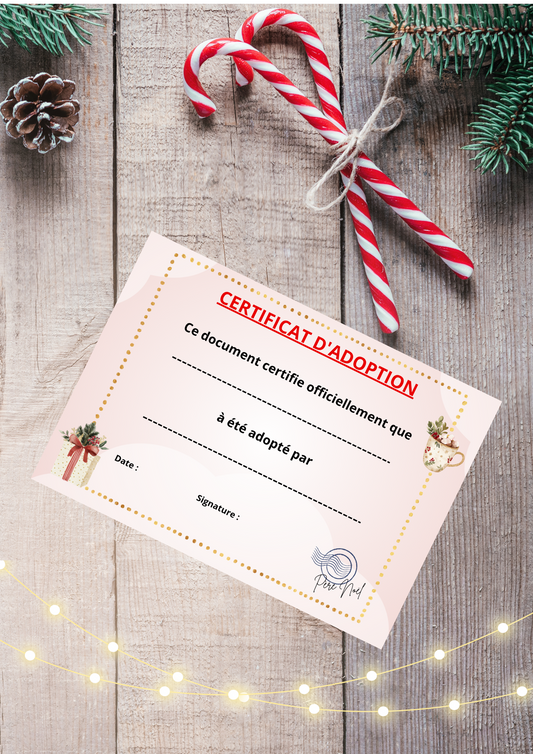 Certificat d'adoption pour lutin papeterie