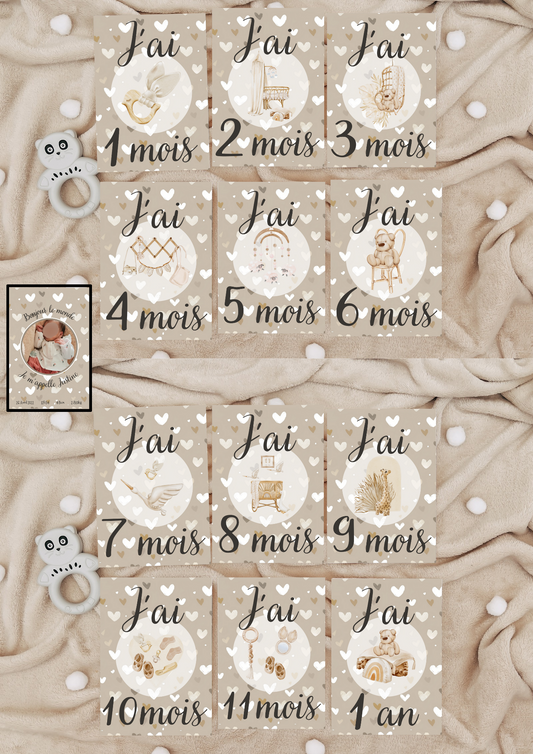 Cartes étapes " petits cœurs "