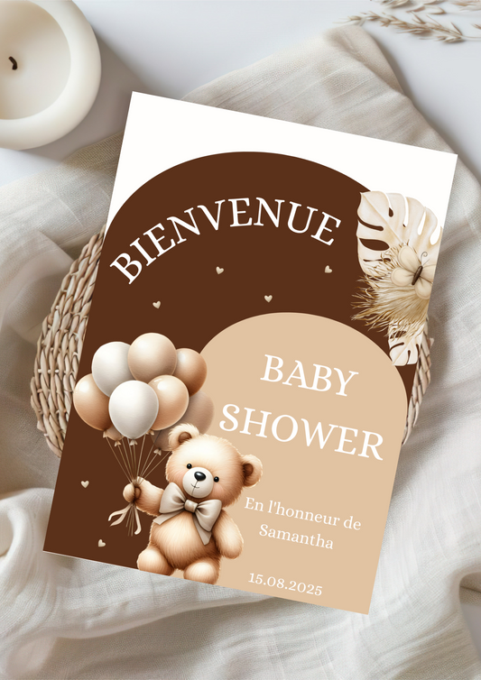 Bienvenue à la baby shower ourson