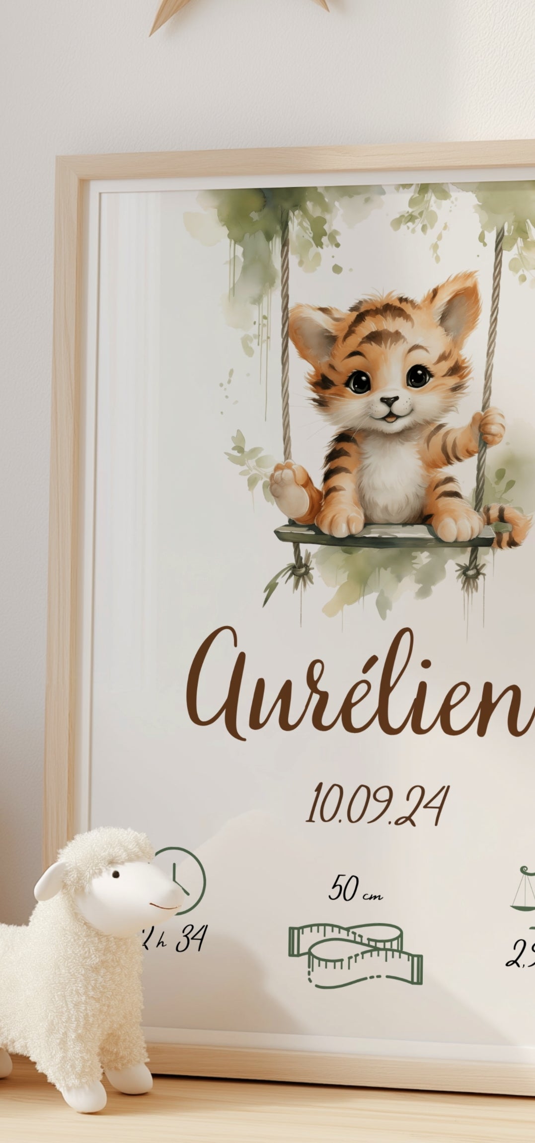 Affiche personnalisée animal sur balançoire