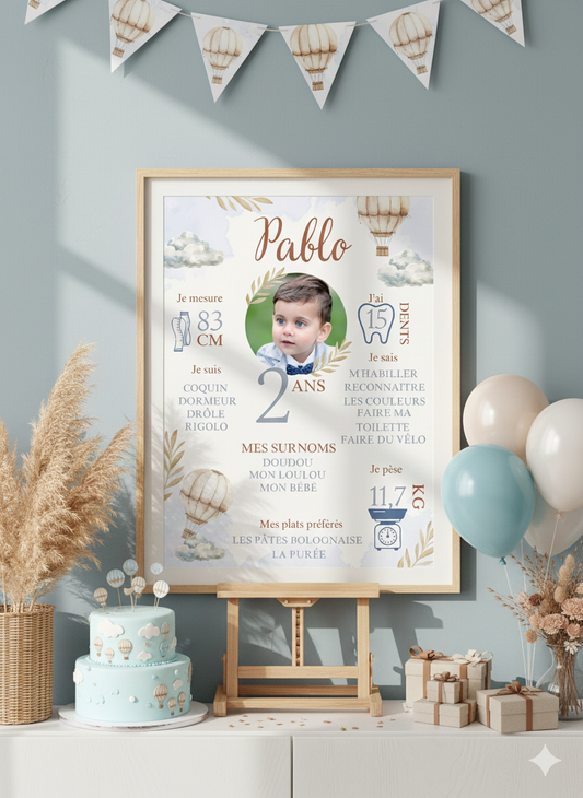 Affiche personnalisée anniversaire " dans les airs "