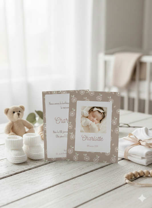 Annoncez la naissance de votre trésor avec tendresse : Faire-part floral, boho, bébé