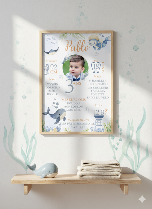 Affiche personnalisée d'anniversaire " sous l'océan "