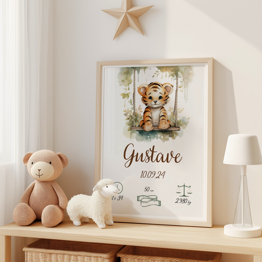 Affiche personnalisée animal sur balançoire