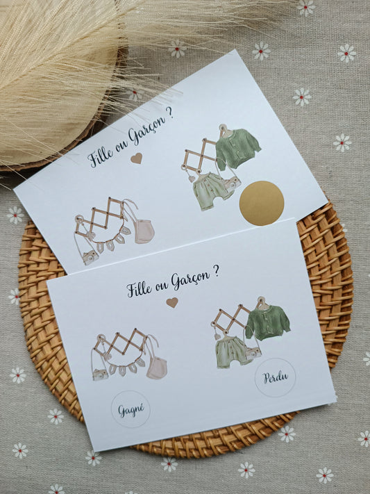 Carte annonce du sexe de bébé thème boho